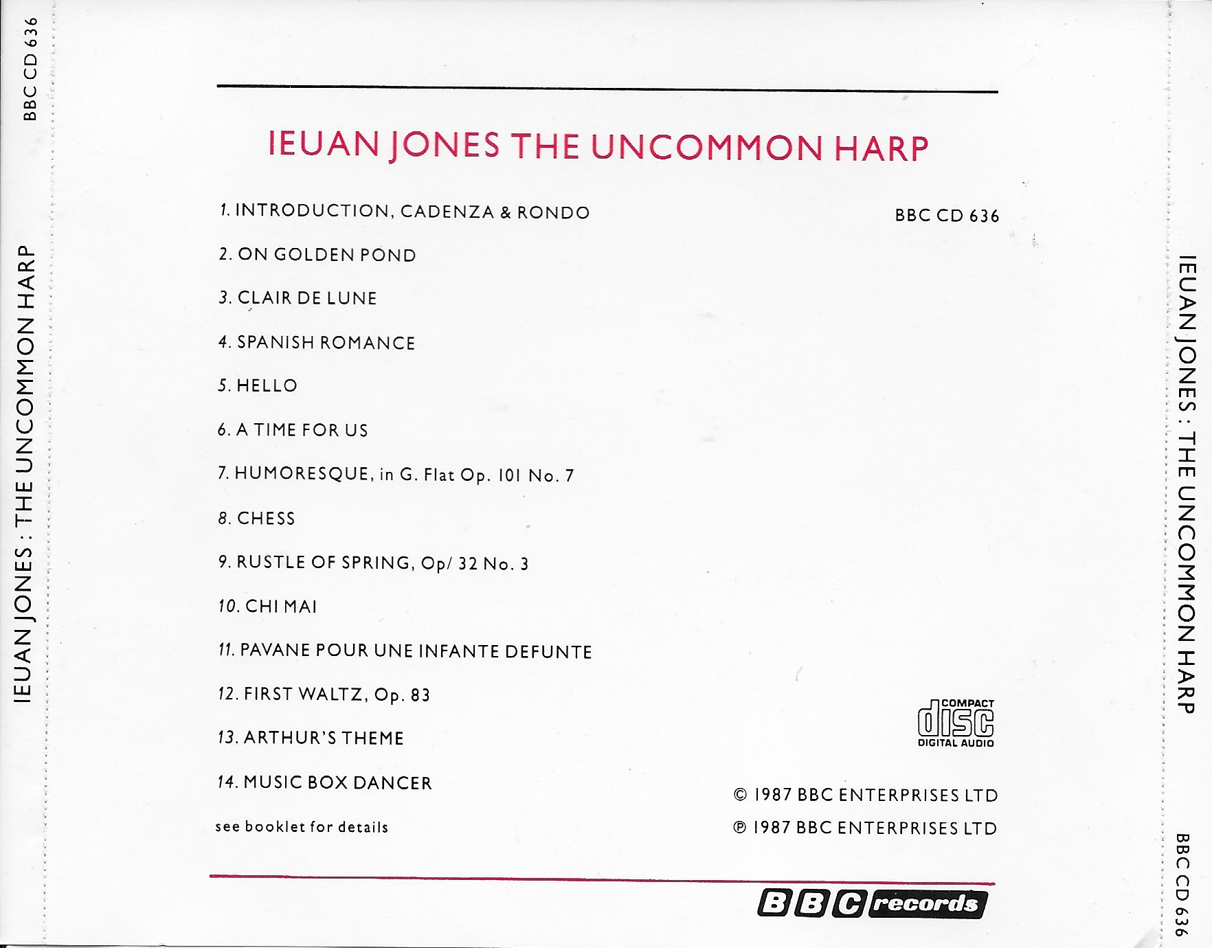 Picture of BBCCD636 The uncommon harp by artist Ieuan Jones from the BBC records and Tapes library